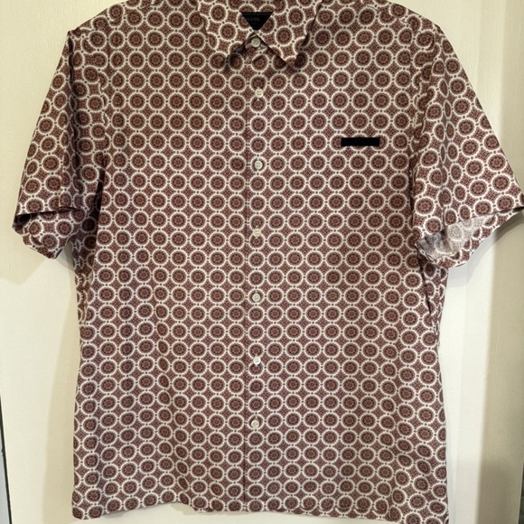 Prada Brown and White Patterned Button Down Shirt - Picture 1 of 6
